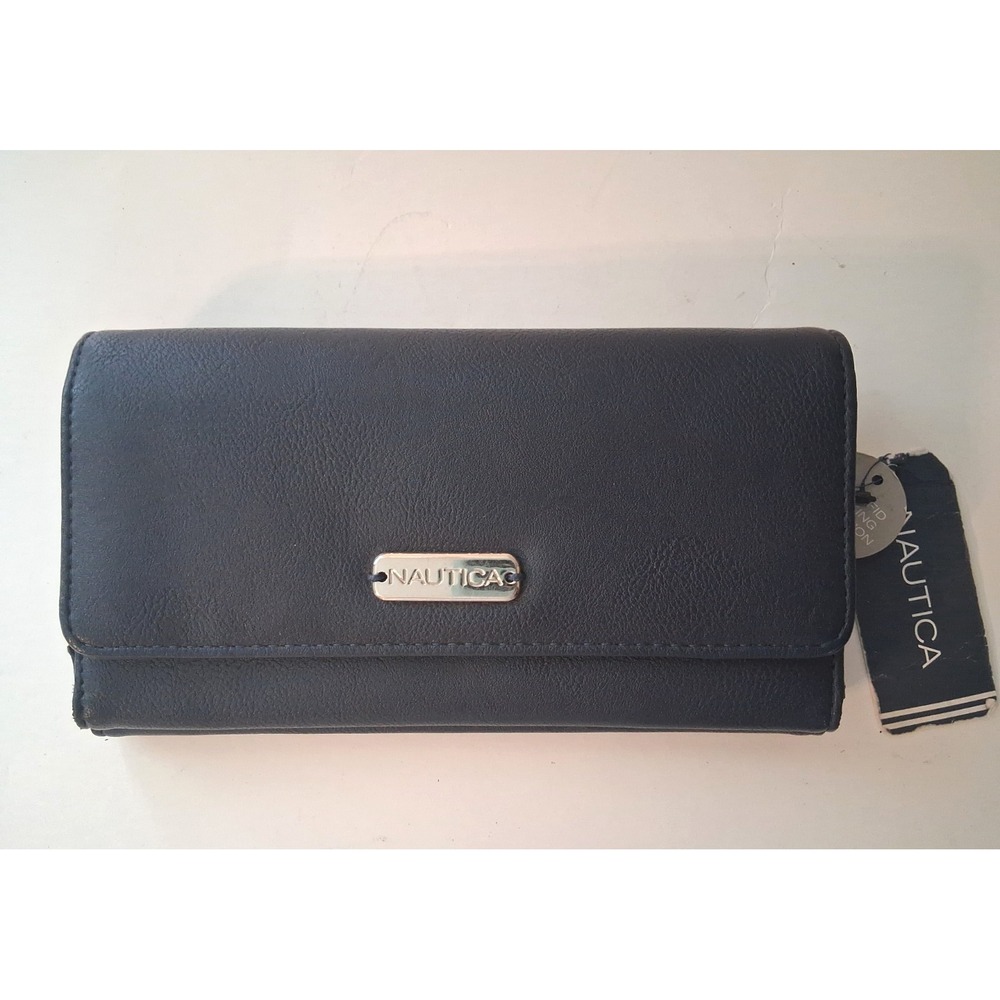 NEW NAUTICA Women's Navy Blue Wallet RFID protection Card Holder MSRP $49